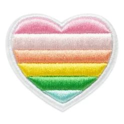 Rainbow Embroidered Heart Iron-On & Adhesive Patch by Make MarketĀ®