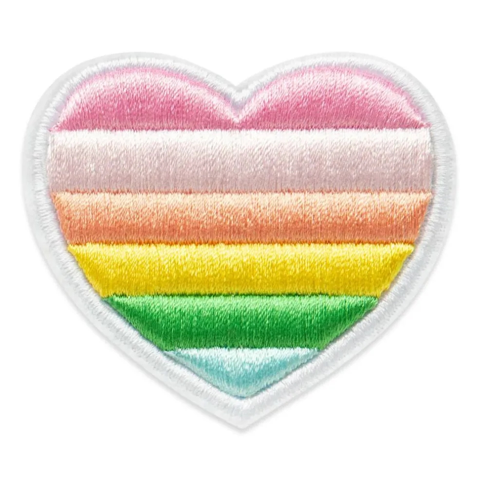 Rainbow Embroidered Heart Iron-On & Adhesive Patch by Make Market®