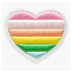 Rainbow Embroidered Heart Iron-On & Adhesive Patch by Make Market®