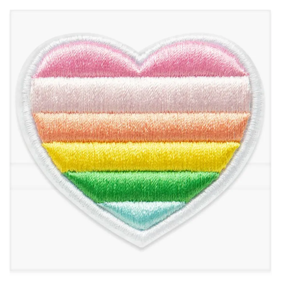 Rainbow Embroidered Heart Iron-On & Adhesive Patch by Make Market®
