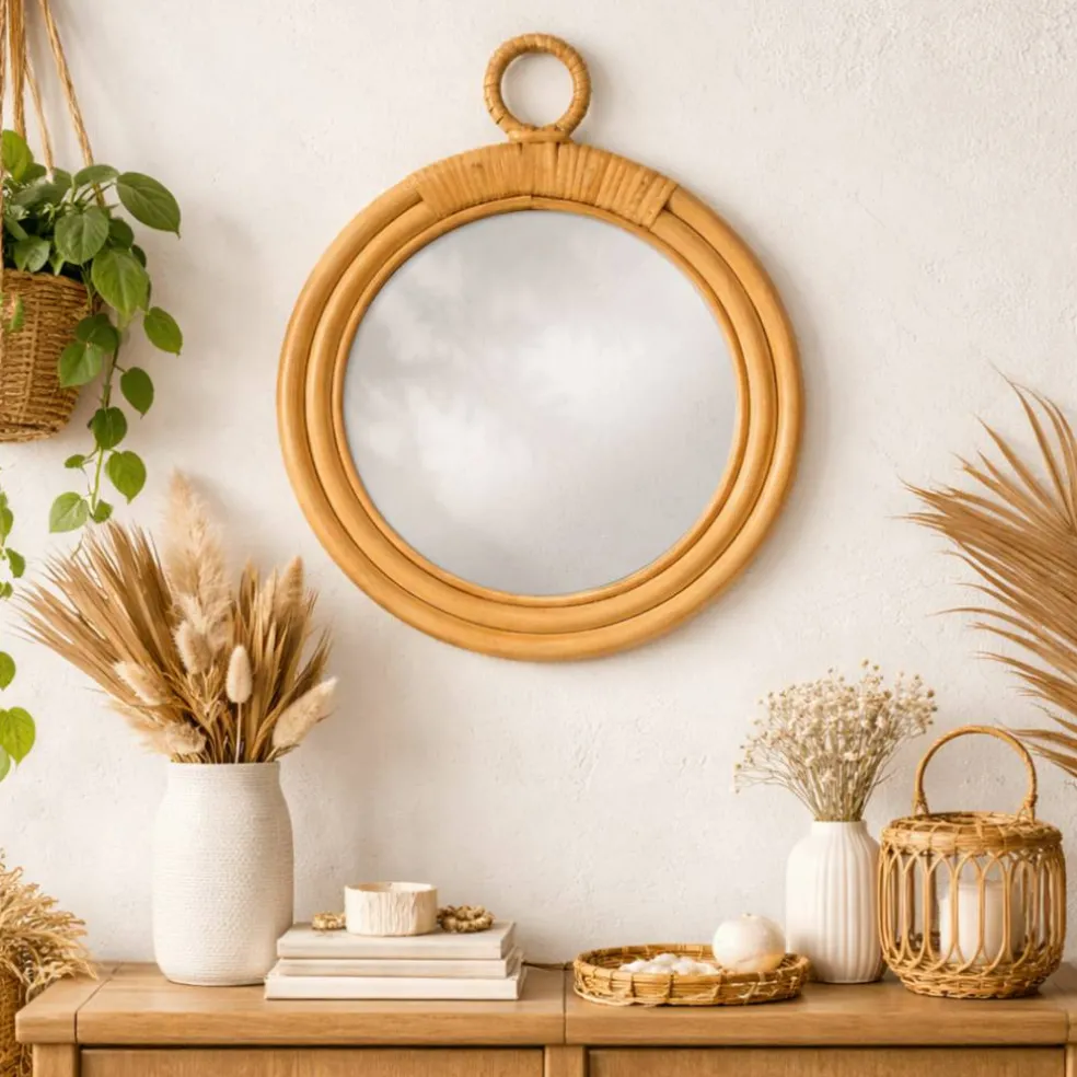 10" Rattan Framed Wall Mirror by Ashland®