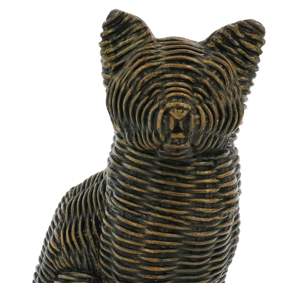 10.75" Rattan-Style Black Cat Tabletop Décor by Ashland®