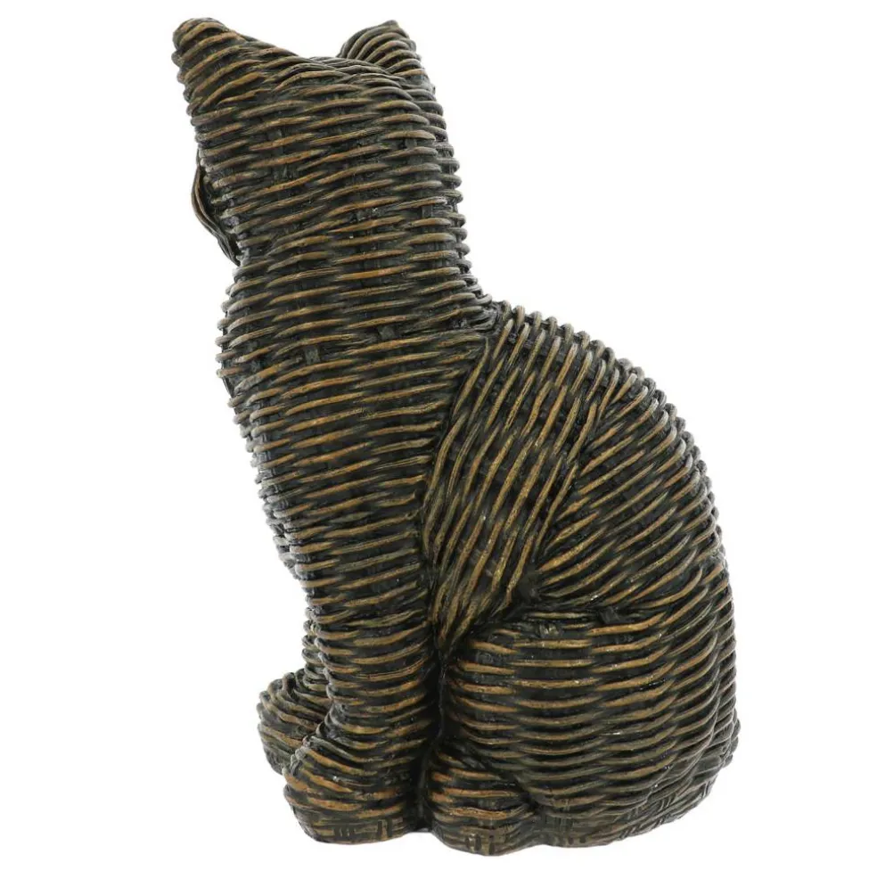 10.75" Rattan-Style Black Cat Tabletop Décor by Ashland®