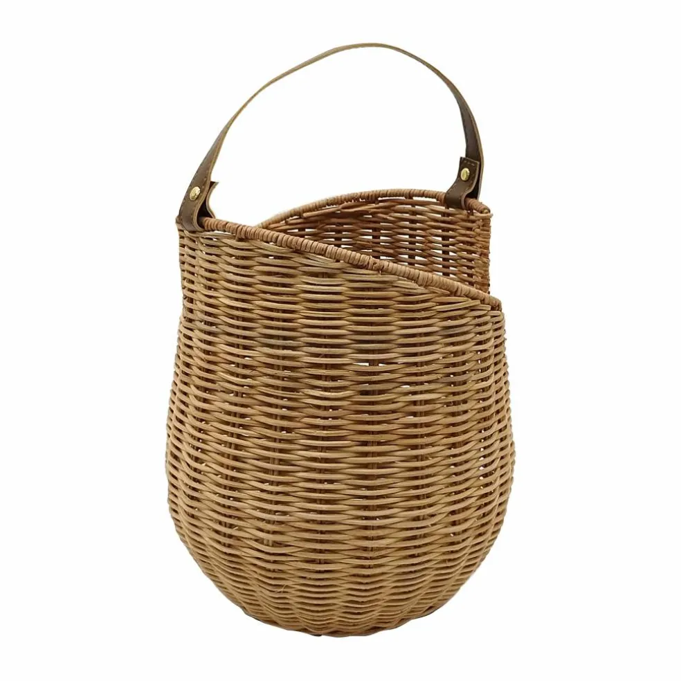 Rattan Woven Basket with Faux Leather Handle by Ashland®