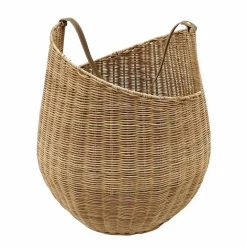 Rattan Woven Basket with Faux Leather Handle by Ashland®