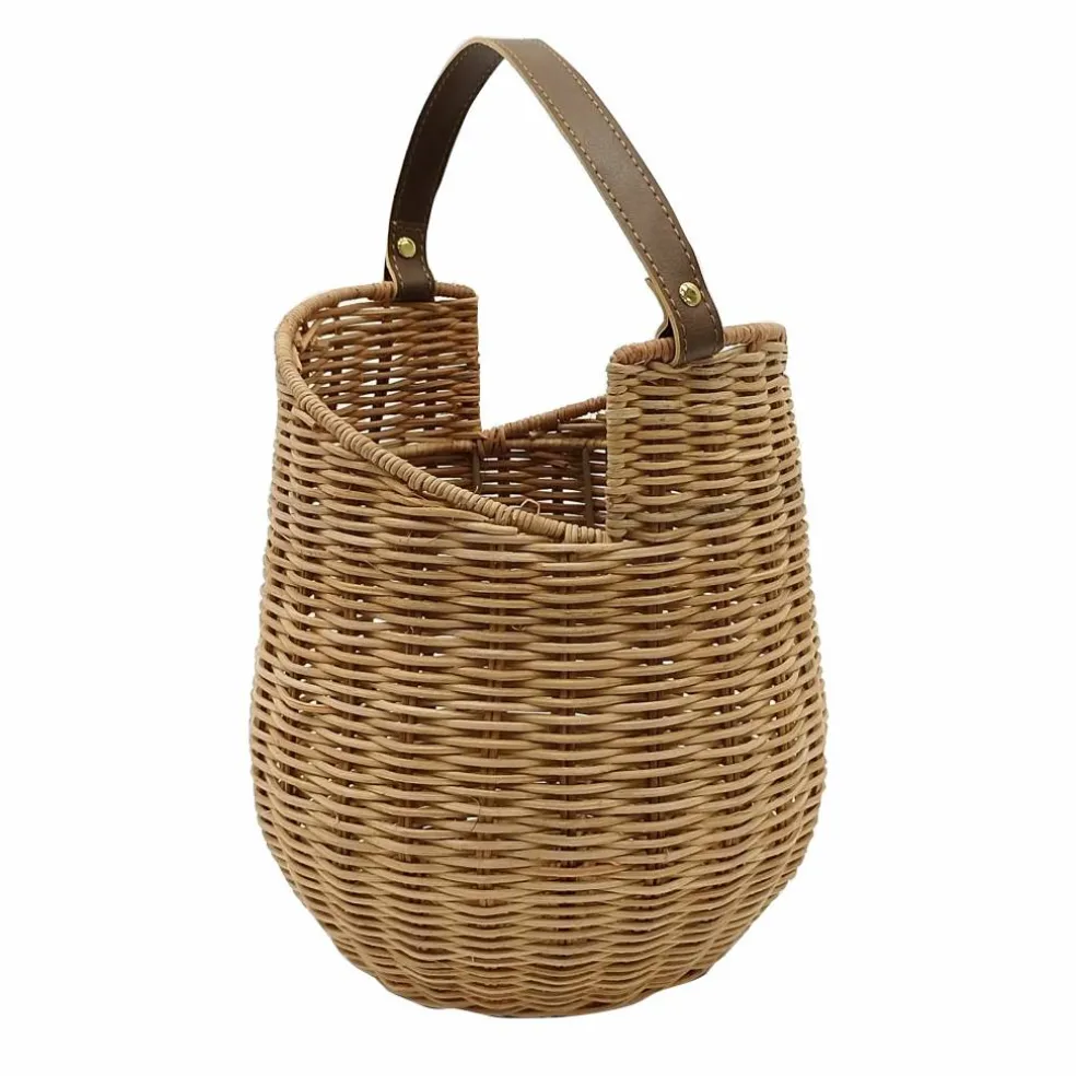 Rattan Woven Basket with Faux Leather Handle by Ashland®