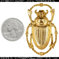 Raw Brass Very Large Scarab Beetle Pendant - One - B-P117
