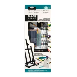 REA5740 | essentialsâ„¢ 45pc Black Series Mixed Media H-Frame Easel Art Set