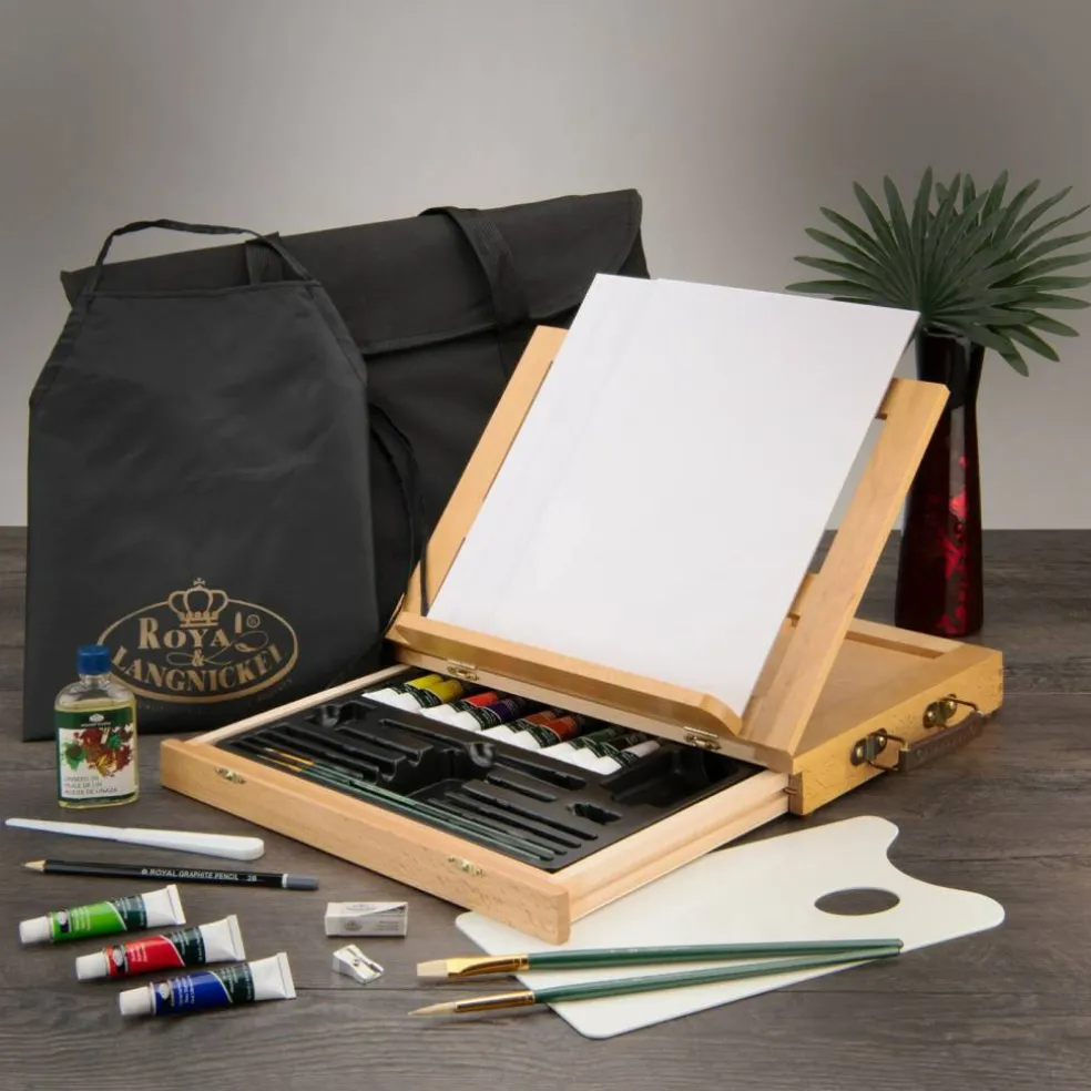 REA4903 | Essentials™ 28pc Oil Painting Travel Easel Art Set