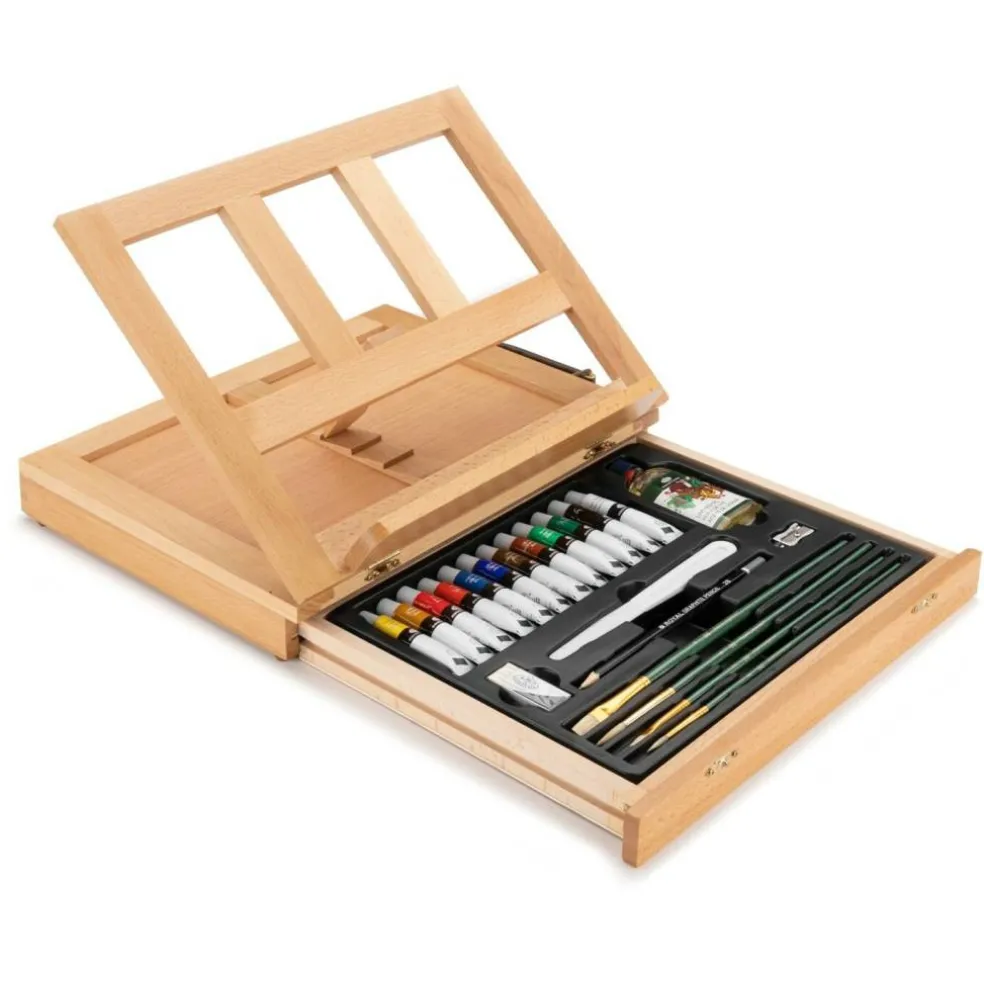 REA4903 | Essentials™ 28pc Oil Painting Travel Easel Art Set