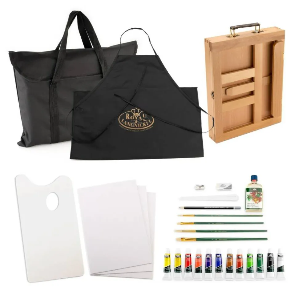 REA4903 | Essentials™ 28pc Oil Painting Travel Easel Art Set