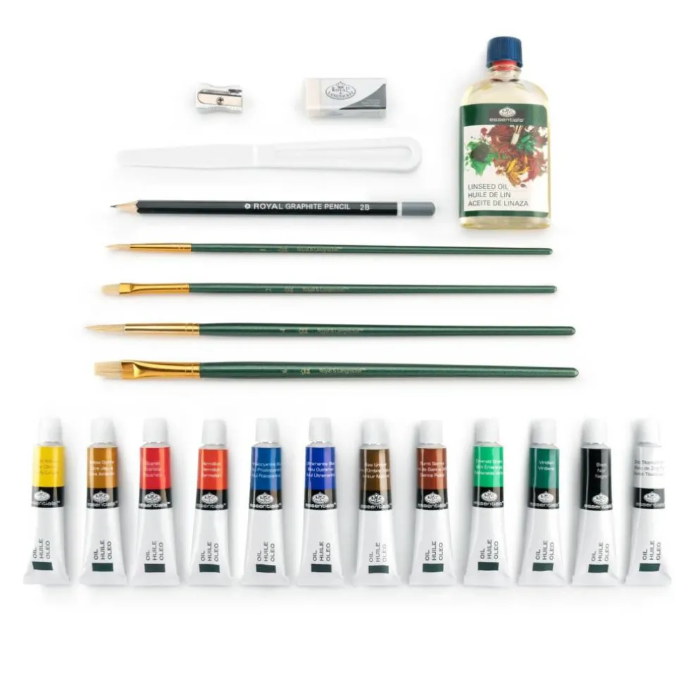 REA4903 | Essentials™ 28pc Oil Painting Travel Easel Art Set