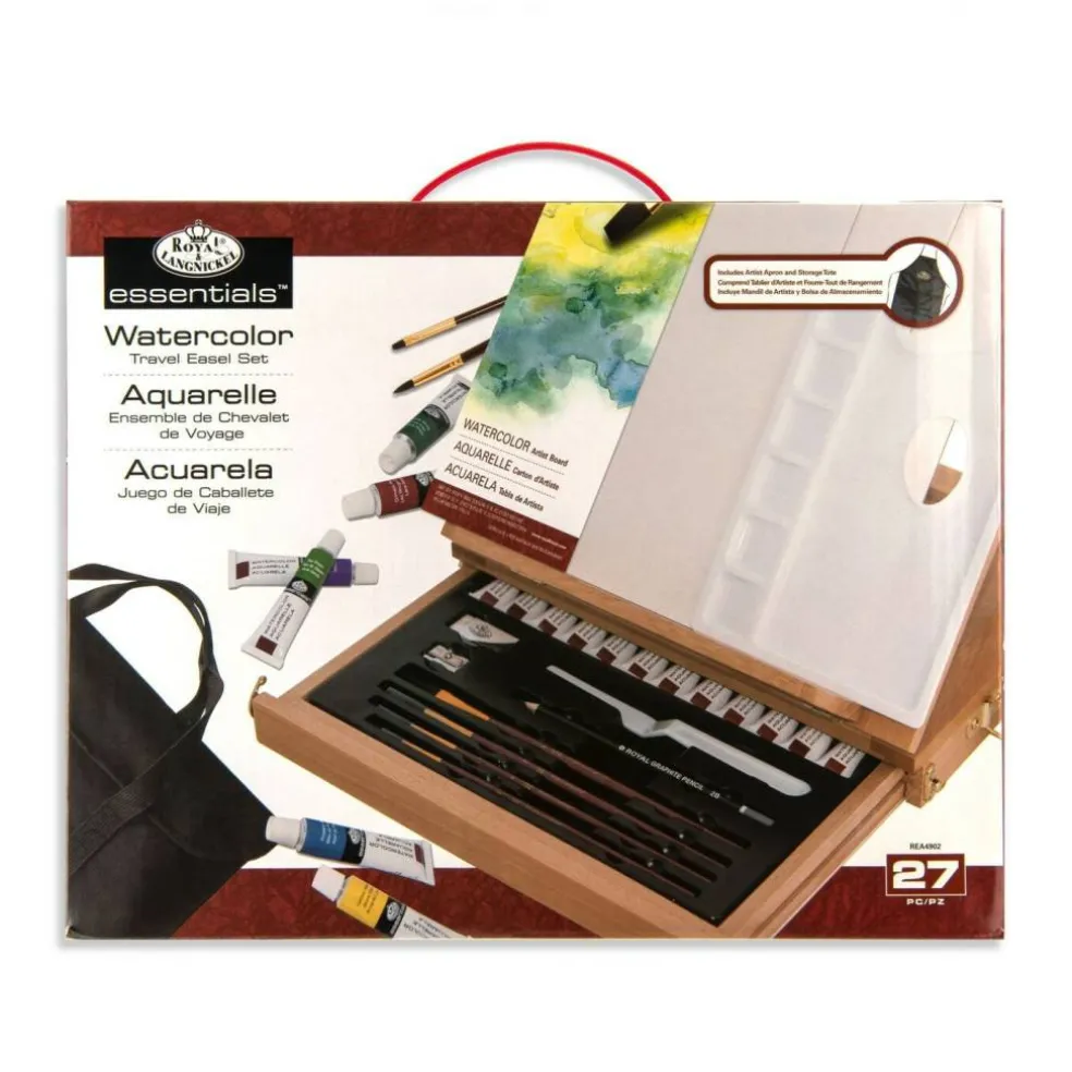 REA4902 | Essentials™ 27pc Watercolor Painting Travel Easel Art Set