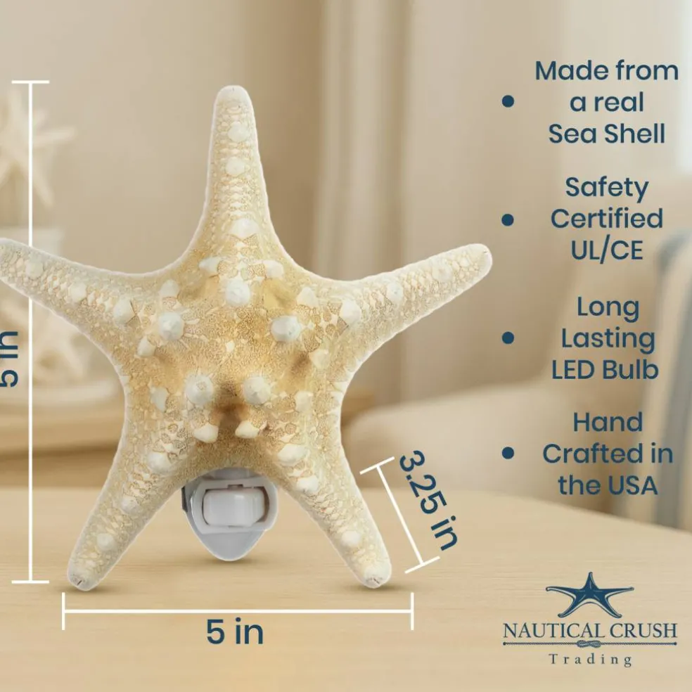 Real Starfish Night Light Knobby Starfish Nautical Night Light Beach Night Light Plug in Bathroom Night Light Seashell Light Nautical Night Light Plug in