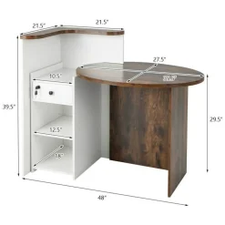 Reception Office Desk with Open Shelf and Lockable Drawer