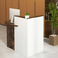 Reception Office Desk with Open Shelf and Lockable Drawer