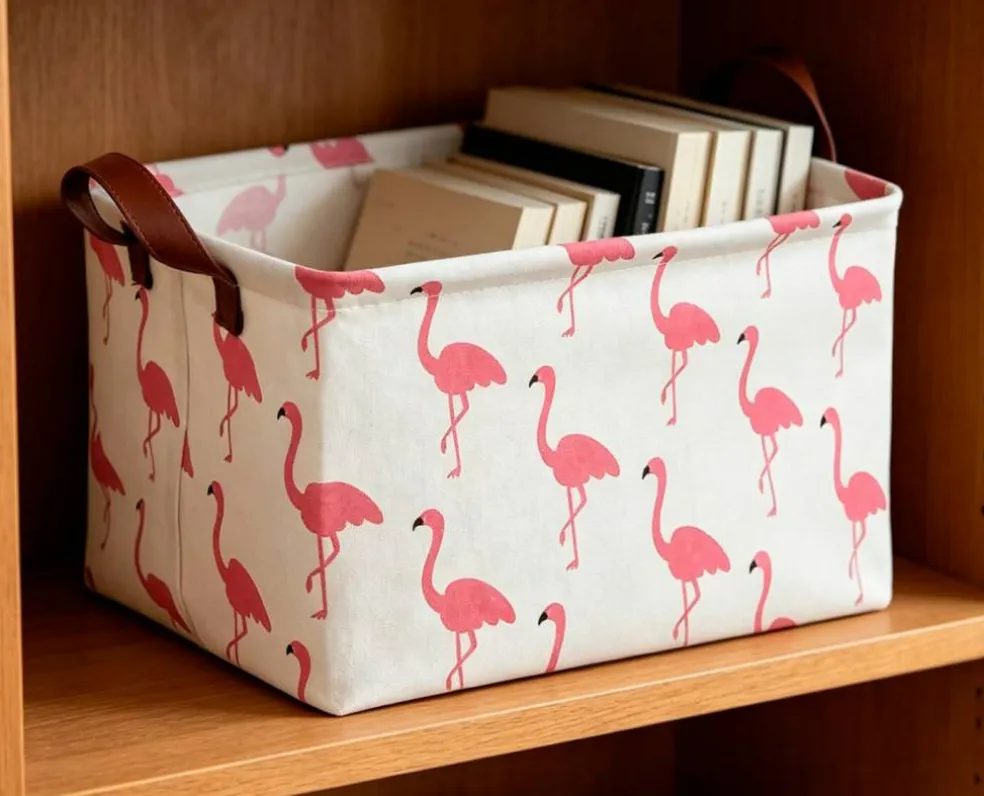 Rectangular Storage Bin,Waterproof Gift Baskets,Room Decor (Flamingo)
