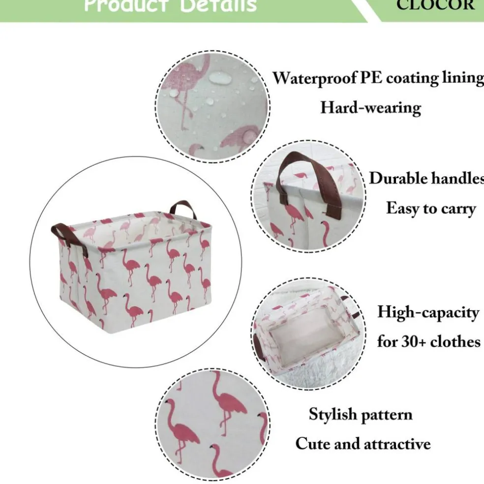 Rectangular Storage Bin,Waterproof Gift Baskets,Room Decor (Flamingo)