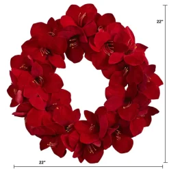 22” Red Amaryllis Wreath