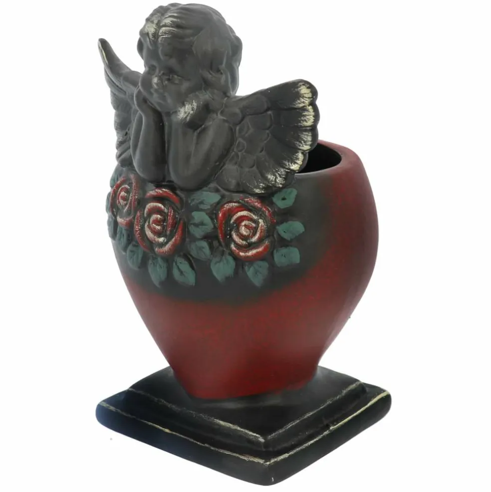 6" Red & Black Ceramic Angel Heart Container by Ashland®