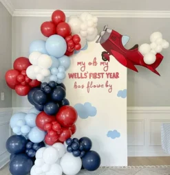 Red Blue White Balloons, 60 PCS 12 inch Navy Blue Light Blue and Red Latex Balloon for Labor Nautical Baseball Party Decorations