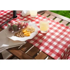 Red Check Outdoor Table Runner With Zipper 14
