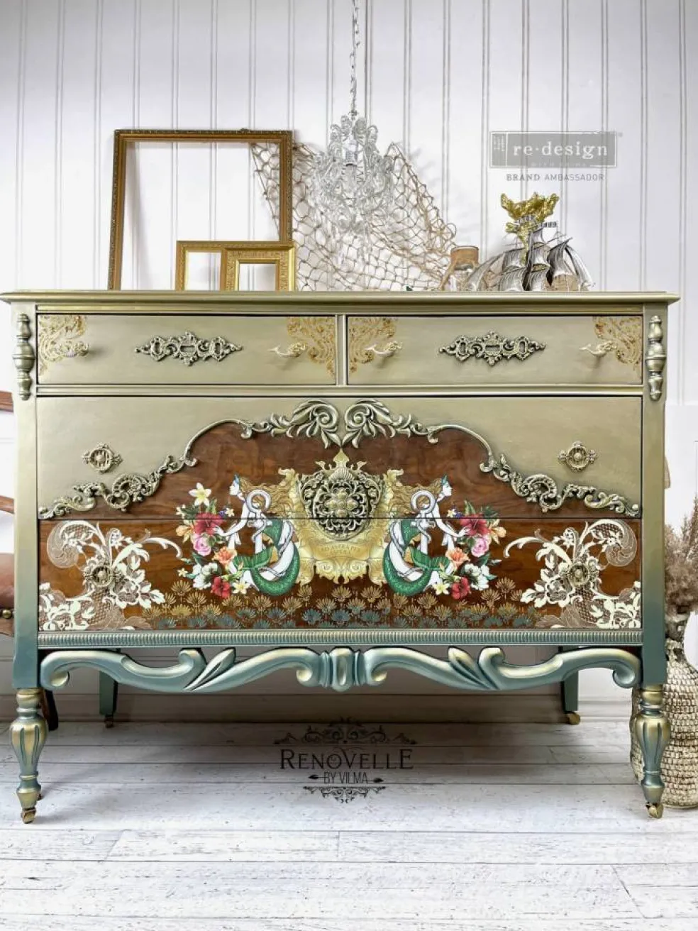 Redesign With Prima Decor Transfers - Cece Mermaid Lace - total sheet size 24"x 35" , cut into 2 sheets 655350657123