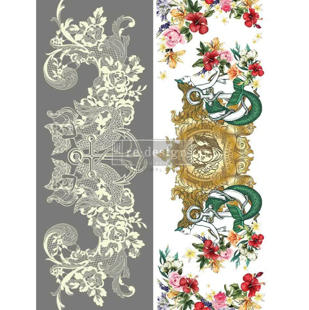 Redesign With Prima Decor Transfers - Cece Mermaid Lace - total sheet size 24"x 35" , cut into 2 sheets 655350657123