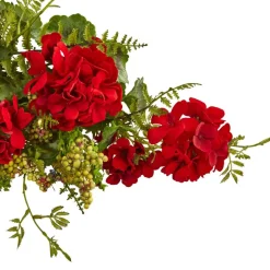 32” Red Geranium and Berry Swag