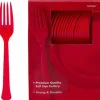 Red, Heavy Duty Plastic Forks - 50 Forks/Pack