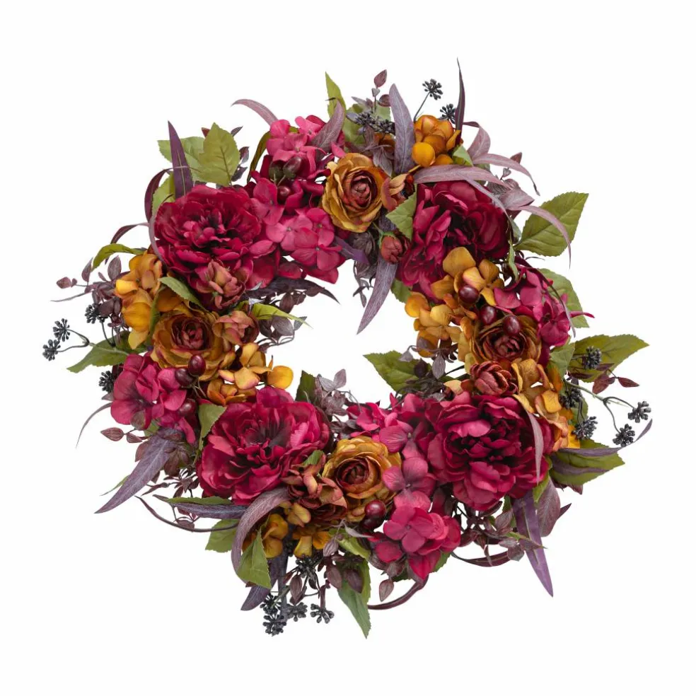 24" Red Peony & Rust Ranunculus Wreath by Ashland®