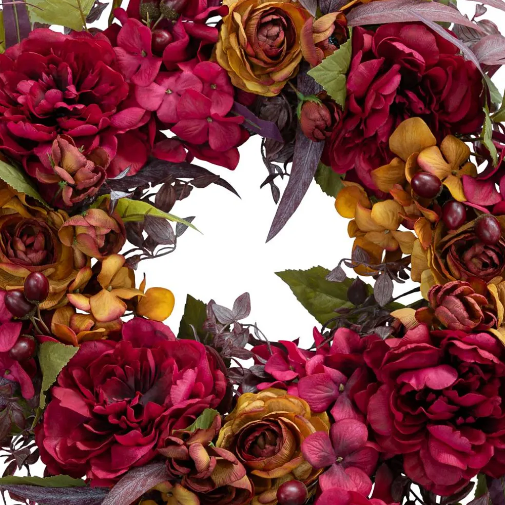 24" Red Peony & Rust Ranunculus Wreath by Ashland®