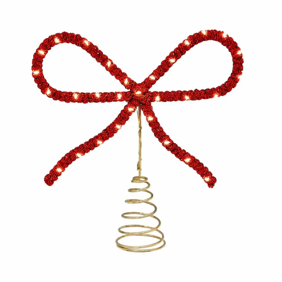 9.5" Red Rhinestone Bow Lighted Tree Topper by Ashland®