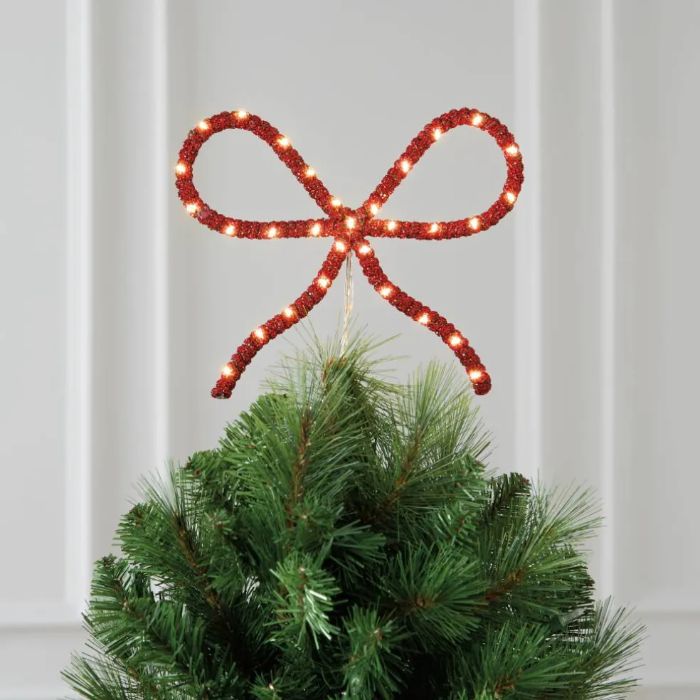 9.5" Red Rhinestone Bow Lighted Tree Topper by Ashland®
