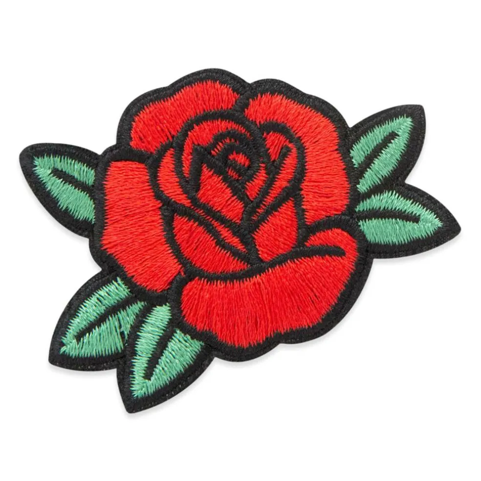 Red Rose Embroidered Iron-On & Adhesive Patch by Make Market®