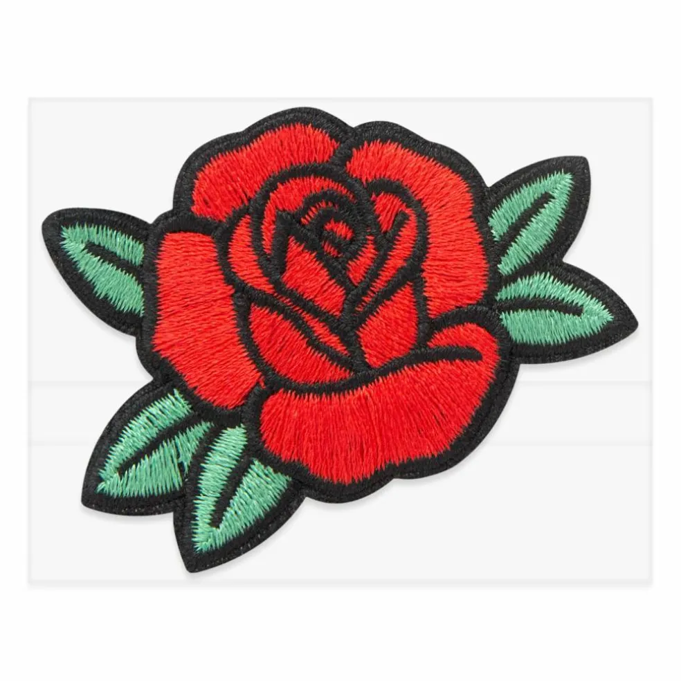 Red Rose Embroidered Iron-On & Adhesive Patch by Make Market®