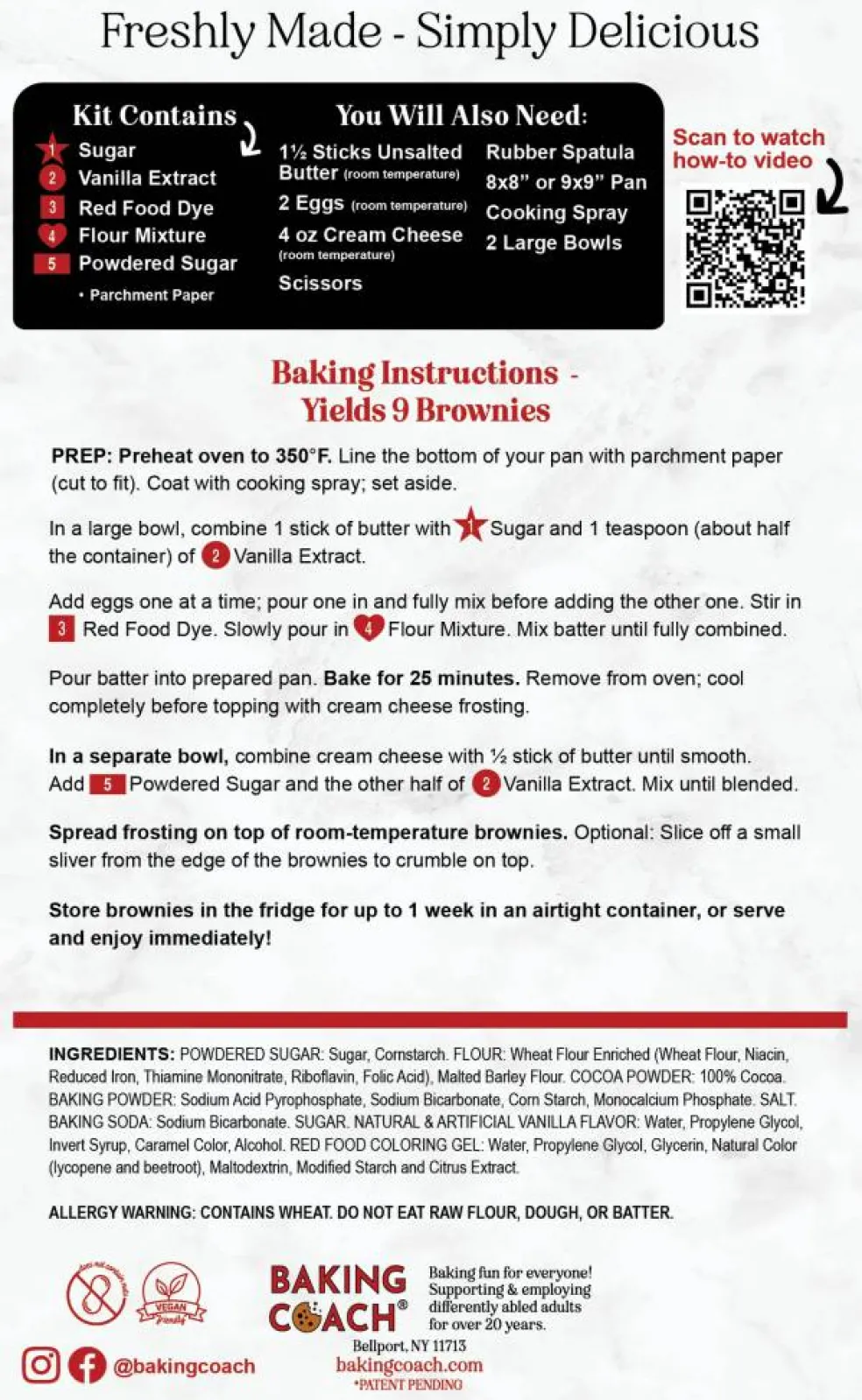 Red Velvet Brownies Baking Activity Kit