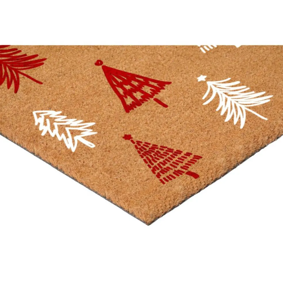 Red White Christmas Tree Farm Doormat