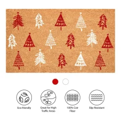 Red White Christmas Tree Farm Doormat