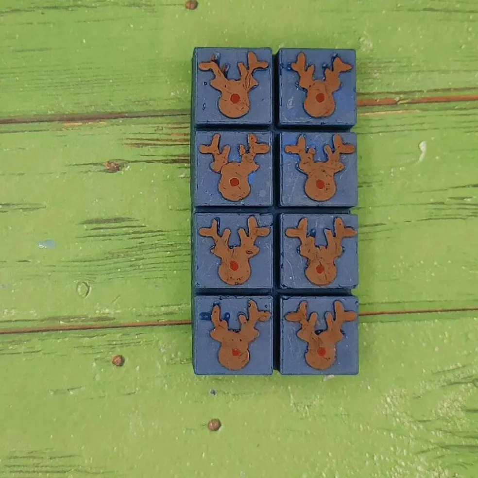 Reindeer Head Wax Melt Snap Bar Silicone Mold