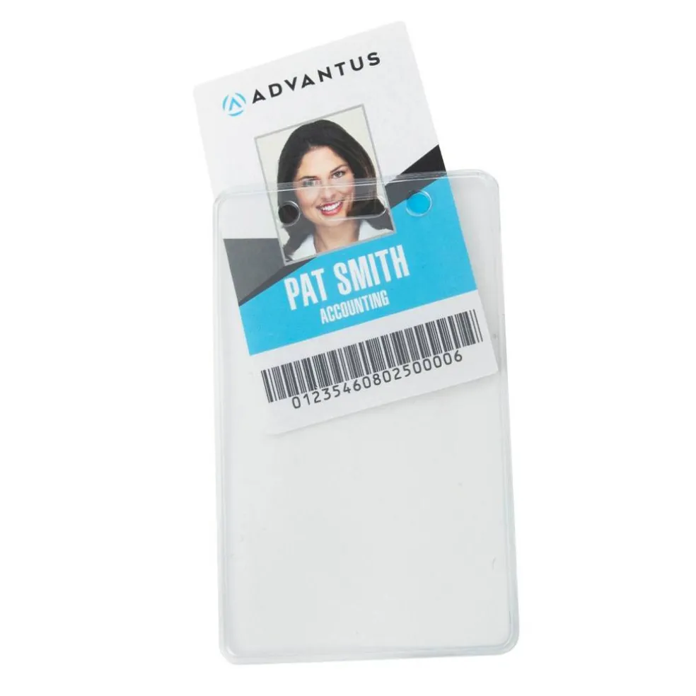 Re-sealable Badge Holders, Vertical, Frosted, Pack of 50