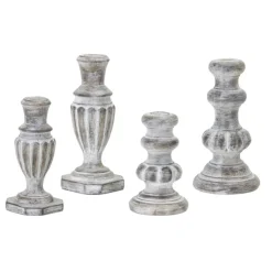 Resin & Stone Powder Candle Holder Set, 5.75", 6.5" & 7.5"