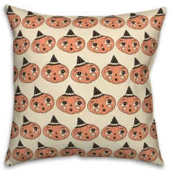 Retro Pumpkin Pattern Spun Poly Throw Pillow