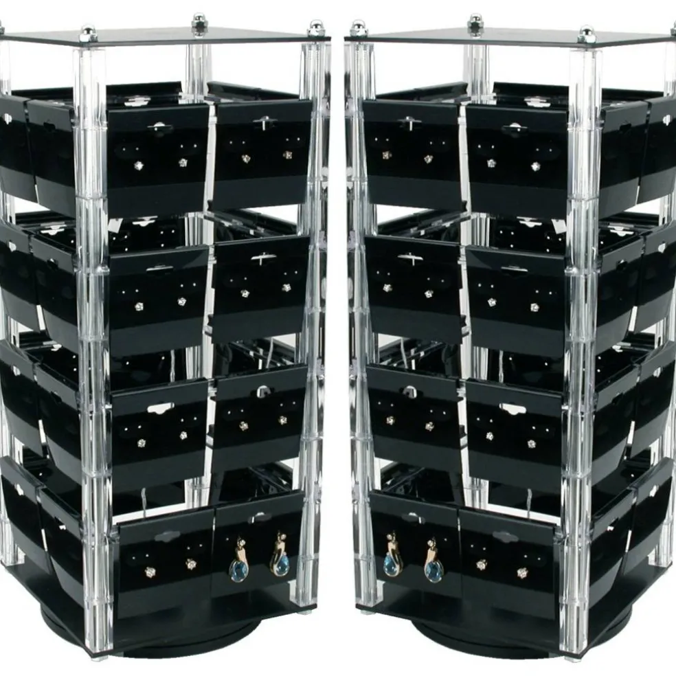 2 Revolving Rotating Earring Jewelry Display Racks 100 Hanging Cards New