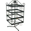 Revolving Rotating 96 Pairs Earring Display Stand Black Metal 13 1/8"