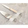 Rhinestone Pearlized Heart Rose Bouquet Wedding Cake Server Set