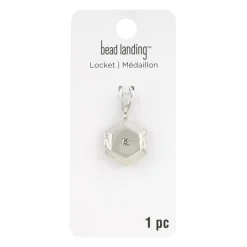 Rhodium Etched Hexagon Locket by Bead Landing™