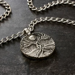Rhodium Round Tree Roots Pendant by Bead Landing™