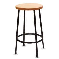 Richeson Lyptus and Steel Stool - 24"H, Round