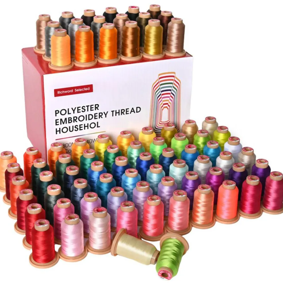 Richword Selected 800M 6/20/40/60/80 Colors Embroidery Machine Thread, 40WT(108D/2) Polyester Embroidery Machine Thread Set for Embroidery Machines and Sewing Machines
